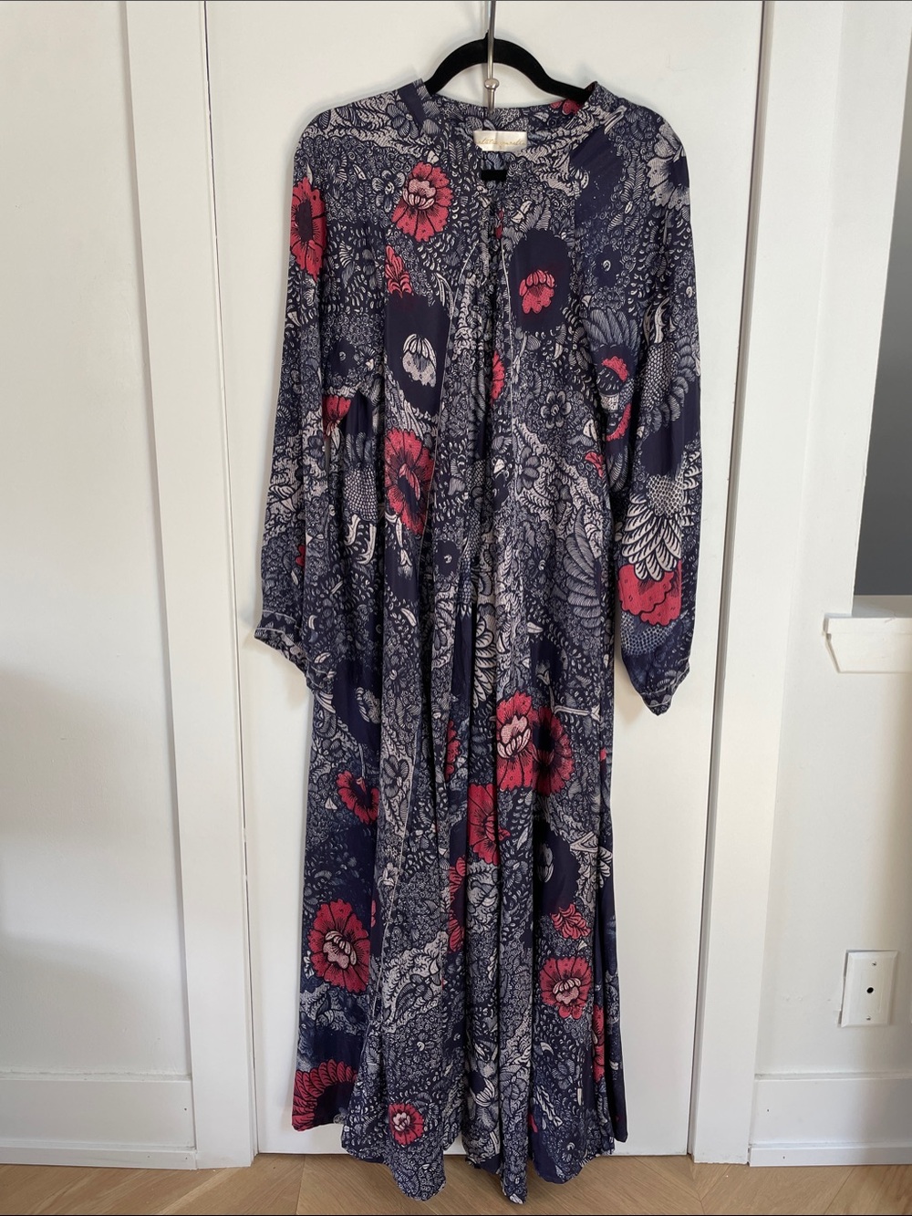 Natalie Martin Silk Fiore Maxi in Peacock Blue Ink - Picture 2 of 9
